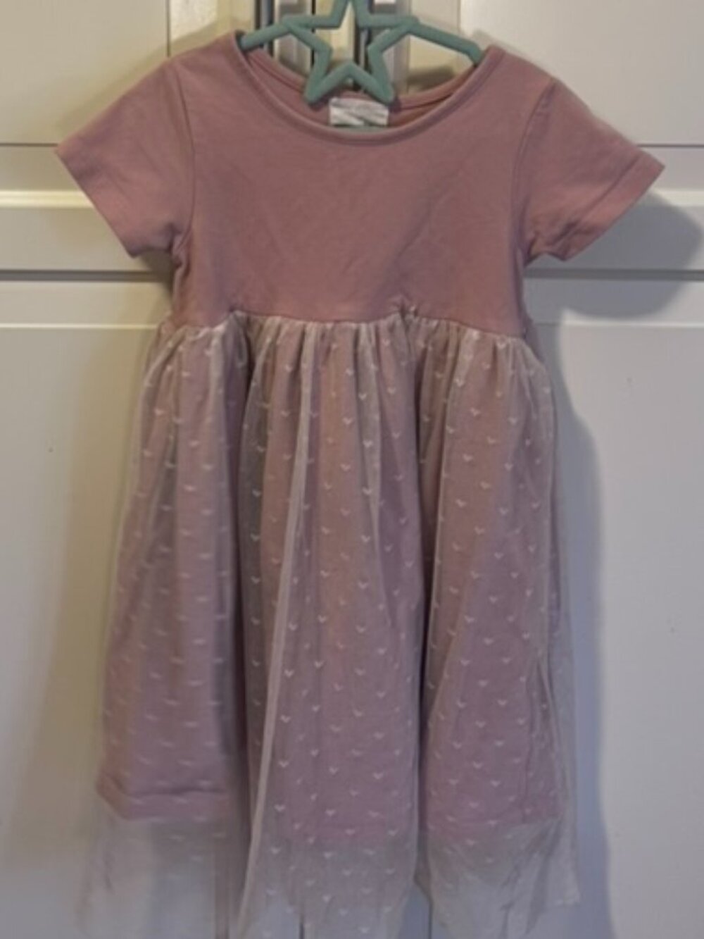 🩷💕 Vignette Girls’ Dusty Pink Heart Tulle Dress – Size 4T 💕🩷